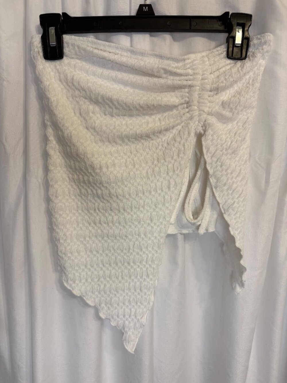 SHEIN White Ruched Tube Top Asymmetrical Hem Small